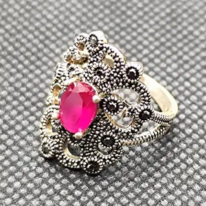 انگشتر نقره زنانه مدل یاقوت کد 244