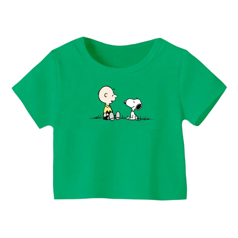 کراپ‌ تی‌شرت آستین کوتاه زنانه مدل اسنوپی کد ۴۲