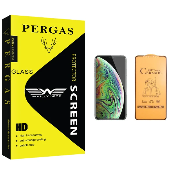 محافظ صفحه نمایش سرامیکی وایلی نایس مدل Pergas Glass مناسب برای گوشی موبایل اپل iPhone XS Max