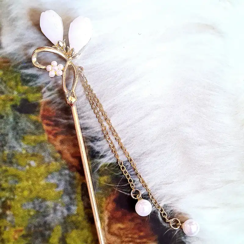 گیره مو زنانه مدل کانزاشی ژاپنی دو غنچه کد brg 4165