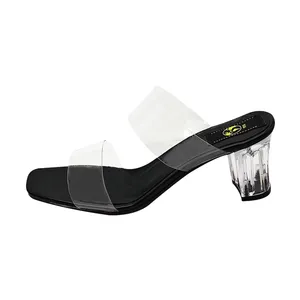 صندل زنانه سیی 1966 مدل  طلقی پاشنه شیشه ای کد 2301