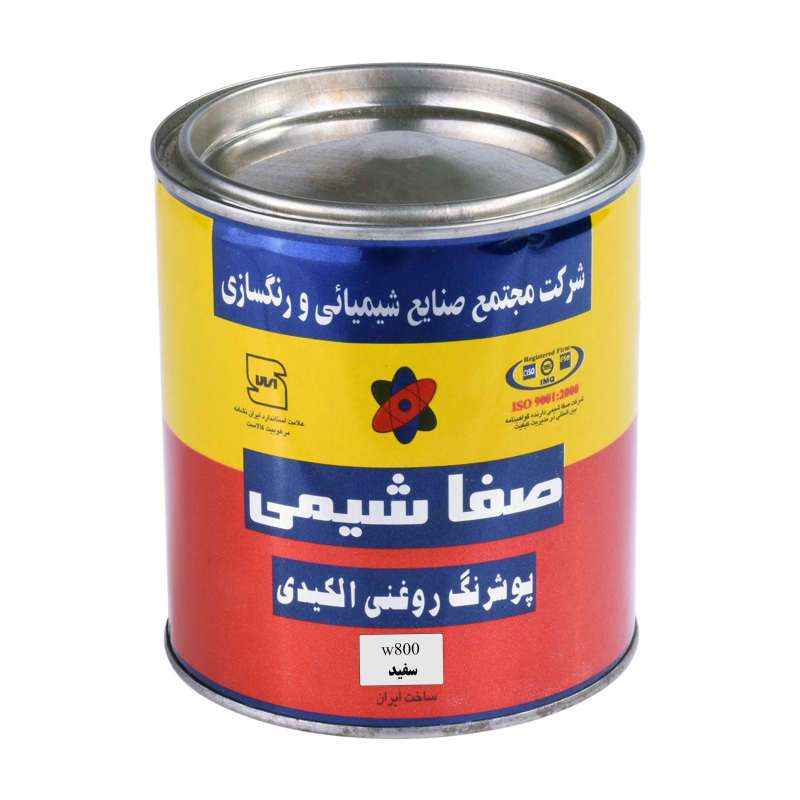 پوشرنگ روغنی الکیدی سفید براق صفا شیمی مدل 800 وزن 3785 گرم