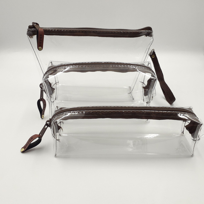 کیف لوازم آرایش زنانه مدل شفاف بسته 3 عددی