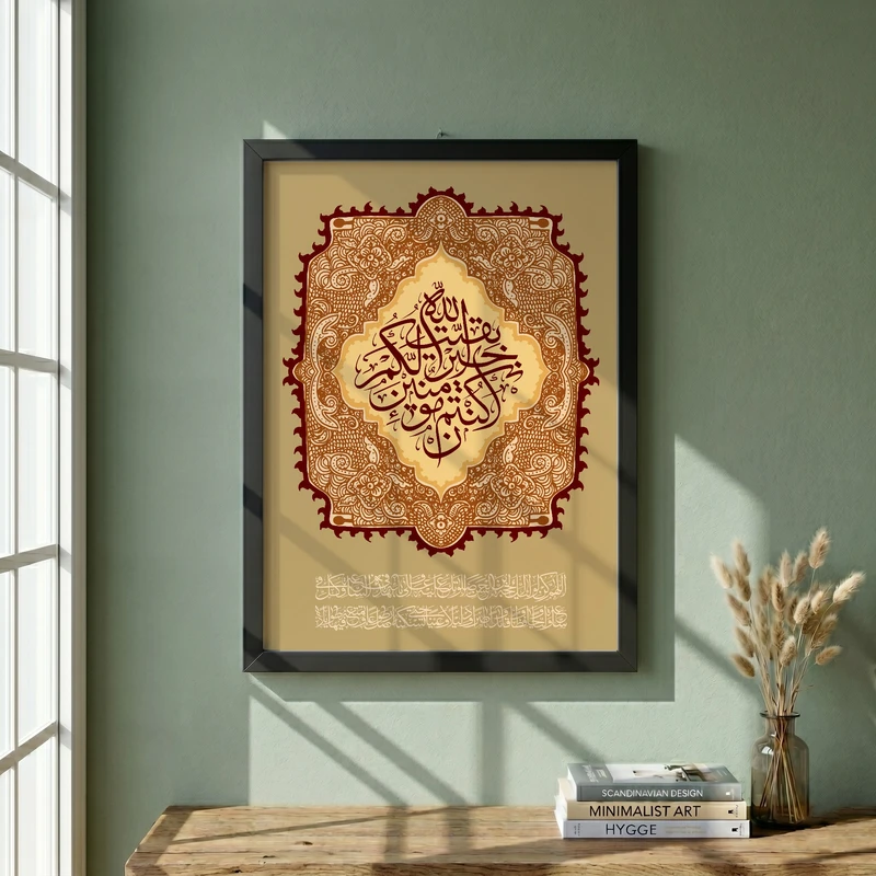 تابلو طرح بقیه الله خیر لکم مدل G14128 فریم مشکی