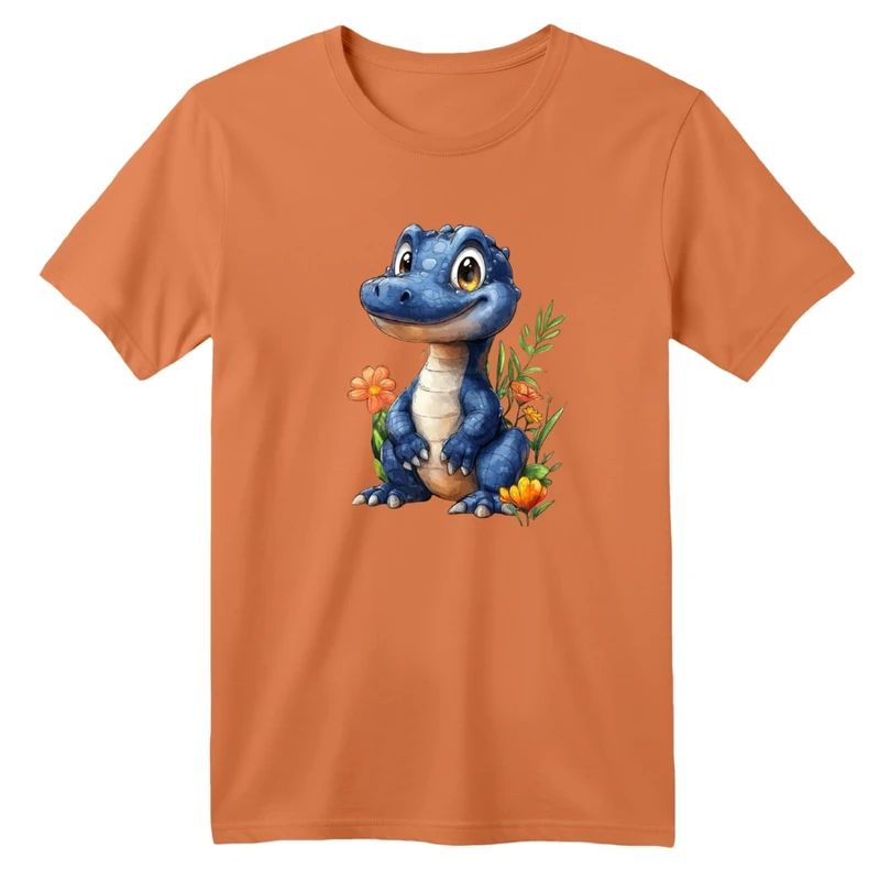 تی شرت آستین کوتاه بچگانه مدل دایناسور و گل