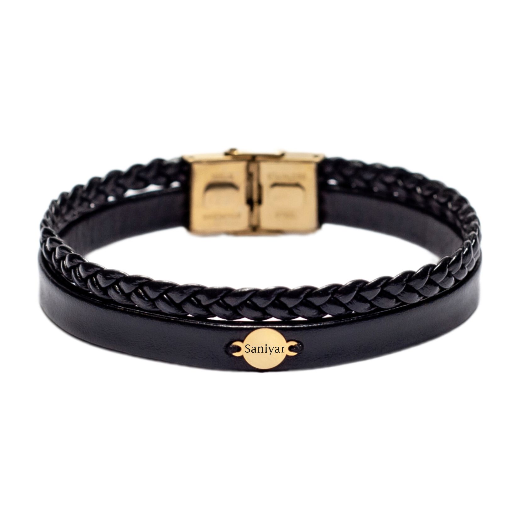دستبند طلا 18 عیار مردانه لیردا مدل اسم سانیار