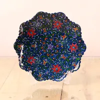 بشقاب مس و پرداز آرانیک گرد‏ ‏ رنگ ‏آبی تیره‏ طرح ‏شاه عباسی1‏ مدل 1000100008