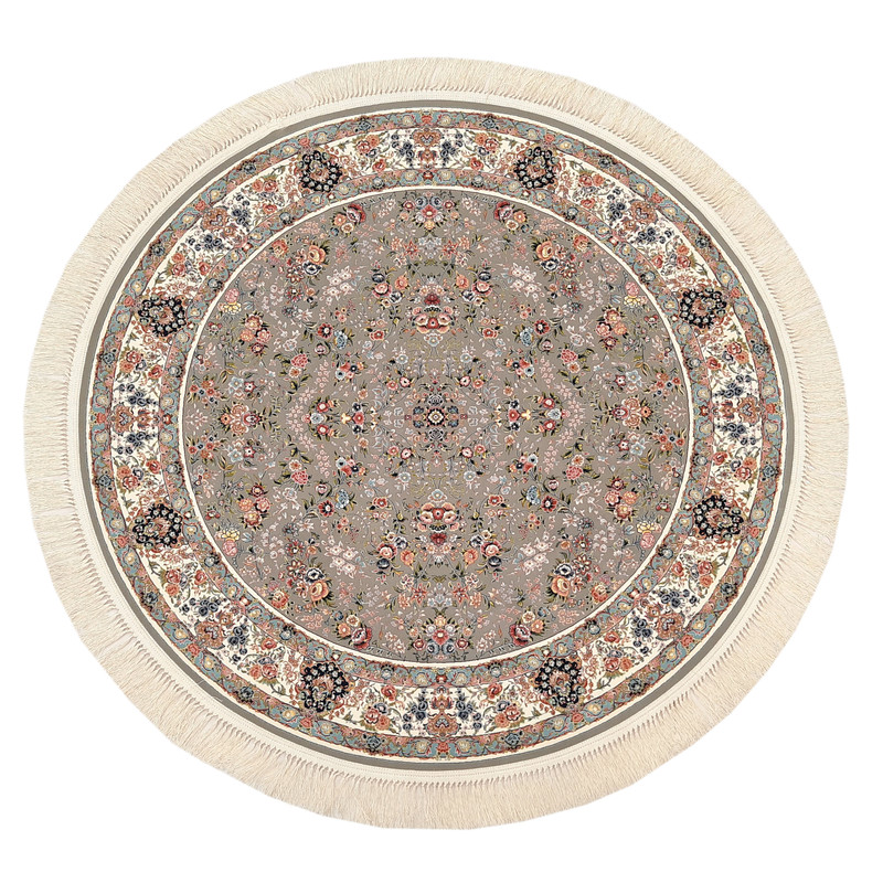 فرش ماشینی فرش مارکت تریتا مدل گرد باغ کد fm 1200 14 زمینه فیلی