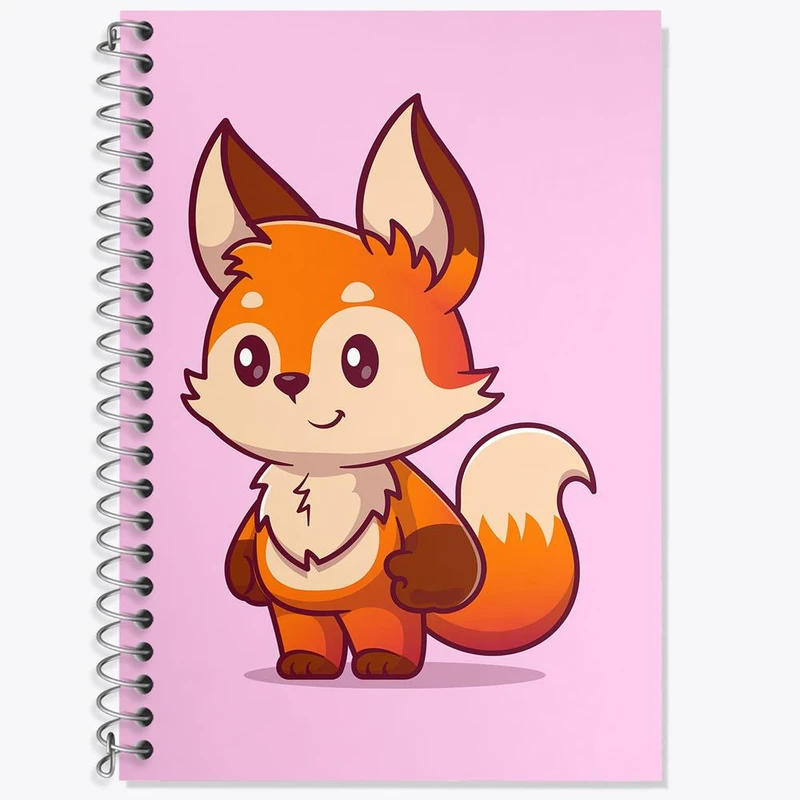 دفتر زبان 50 برگ خندالو مدل سه خط طرح حیوانات بامزه روباه کد 29725