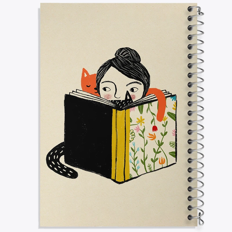 دفتر مشق 50 برگ خندالو طرح دختر و کتاب کد F8385