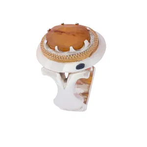 انگشتر نقره مردانه مدل ياقوت زرد کد SGR01