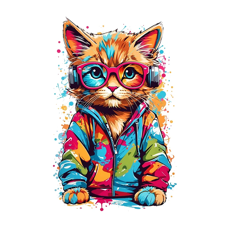 استیکر پارچه و لباس پاد آفرین مدل گربه کد 1632