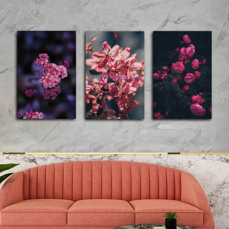 تابلو شاسی بکلیت طرح طبیعت و گل مدل SH-3007 مجموعه 3 عددی