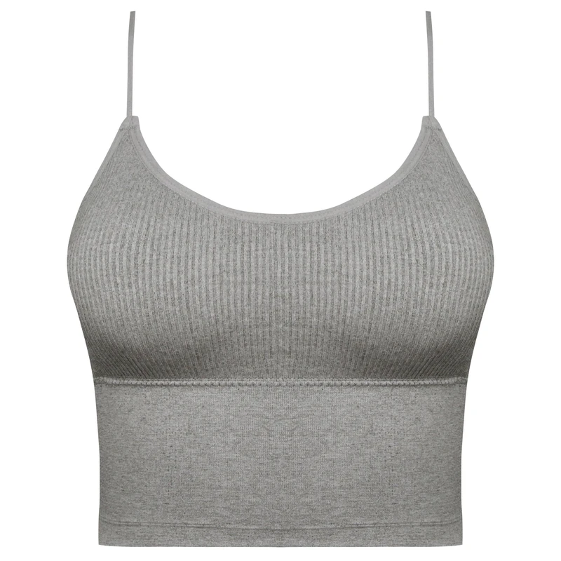 کراپ‌تاپ زنانه ماییلدا مدل پد متحرک کد 5250-175 رنگ طوسی