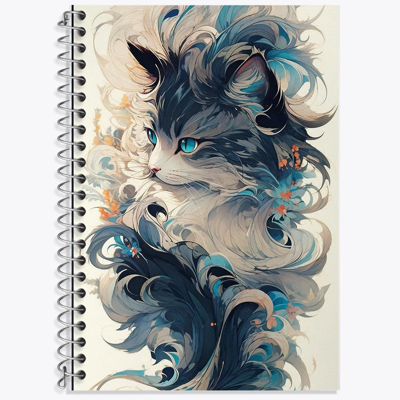 دفتر زبان 50 برگ خندالو مدل سه خط طرح گربه (Cat) کد F1121