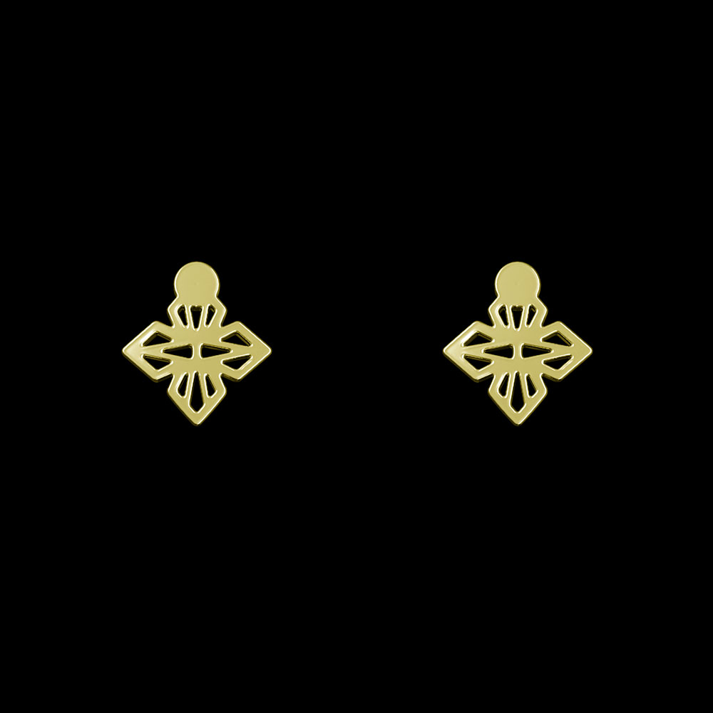 گوشواره طلا 18 عیار زنانه مدوپد مدل هندسی کد GA1-10413