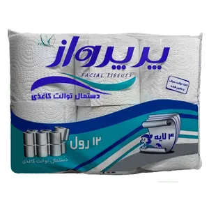 دستمال کاغذی 100 برگ چهار لایه پرپرواز مدل رولی بسته 12 عددی