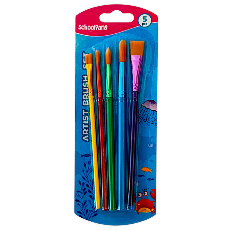 قلم مو تخت و گرد اسکول فنس مدل ست بسته 5 عددی