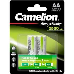 Camelion AlwaysReady 2500mAh New-Design Rechargeable AA Battery Pack of 2