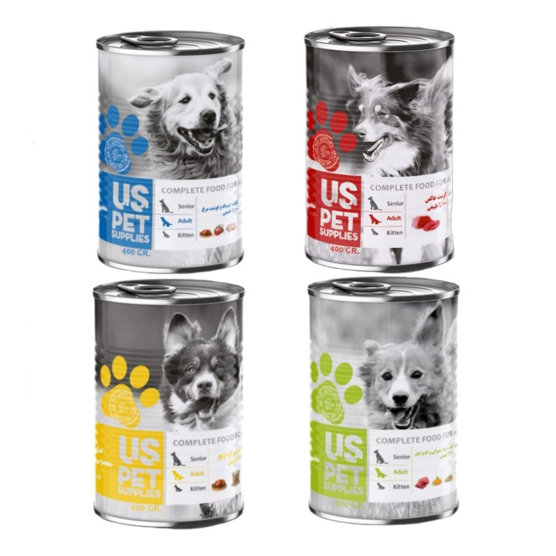 کنسرو سگ بالغ یو اس پت مدل PACK وزن 400 گرم مجموعه 4 عددی