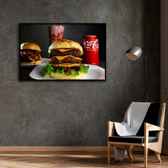 تابلو نوری بکلیت طرح برگر مدل B-D2161 فریم مشکی