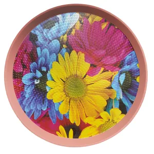 سینی بدون دسته میسا پلاستیک طرح گل کد 175-6 سایز 34×34 سانتی متر