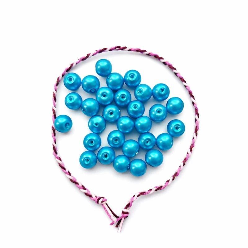 مهره دستبند مدل مروارید سنگی کد MOSAAB30 به همراه نخ دستبند بسته 31 عددی