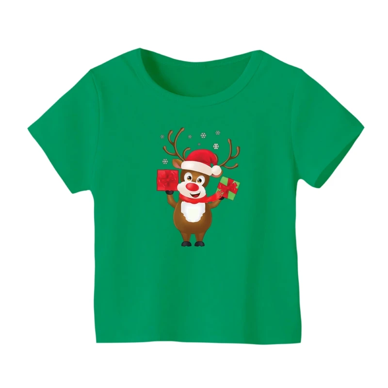 تی شرت آستین کوتاه بچگانه مدل گوزن کریسمس کد 15