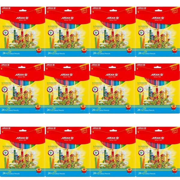 مداد رنگی 26 رنگ آریا مدل 3017 بسته 12 عددی
