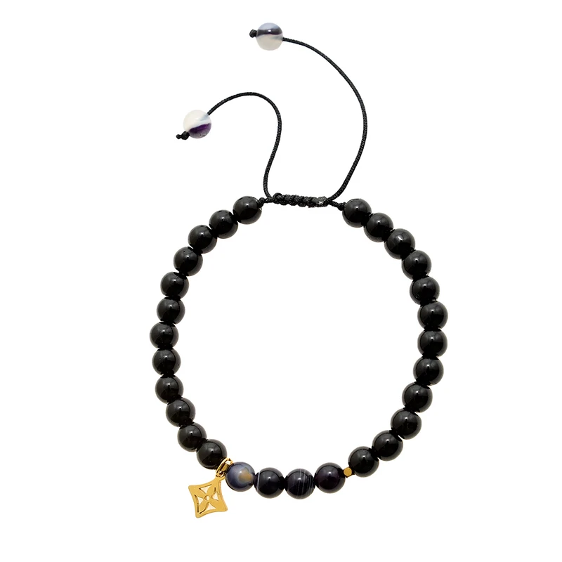 دستبند زنانه دلنار گالری مدل سنگ عقیق و لوزی