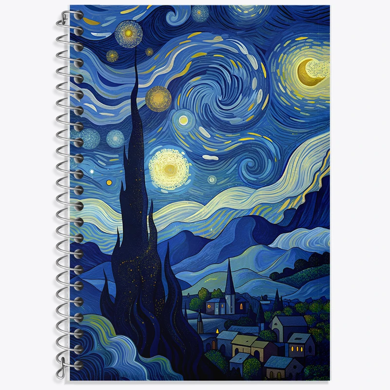 دفتر زبان 50 برگ خندالو مدل دو خط طرح شب پر ستاره کد N3816