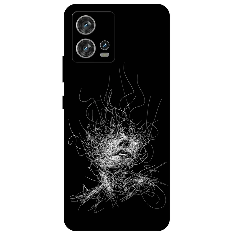 کاور مگافون طرح اسکچ صورت مدل 7423 مناسب برای گوشی موبایل موتورولا Moto Edge 30 Fusion   