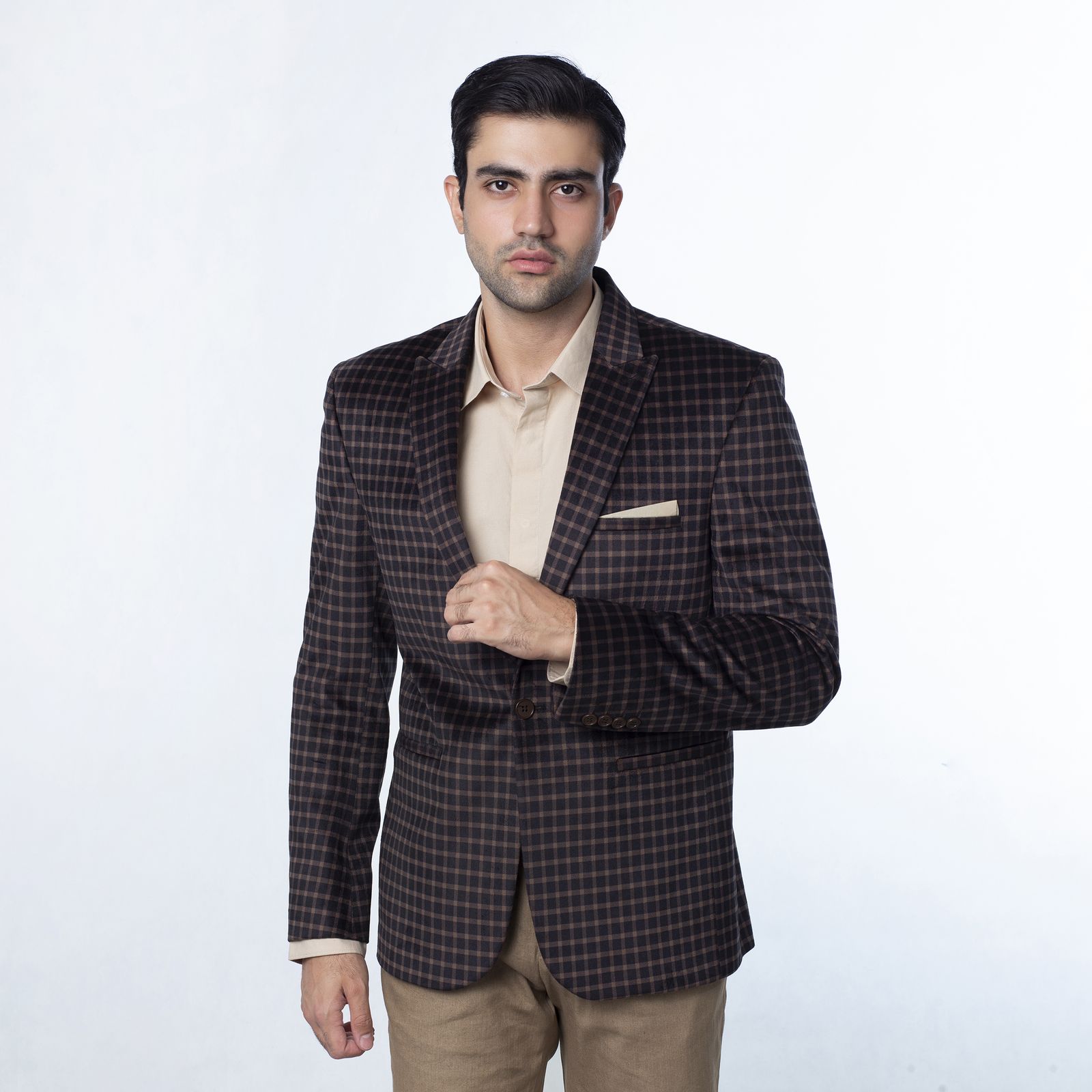 کت تک مردانه مدل مخمل چهارخانه SH - - 20