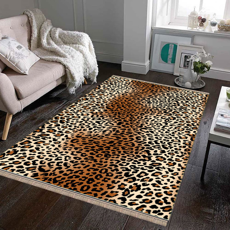 فرش پارچه ای مدل ترمزدار طرح پلنگی کد 11316 فرش پارچه ای مدل ترمزدار طرح پلنگی کد 11316