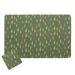 زیربشقابی هوم اند لایف مدل پاییز طرح برگ بسته 6 عددی به همراه زیر لیوانی