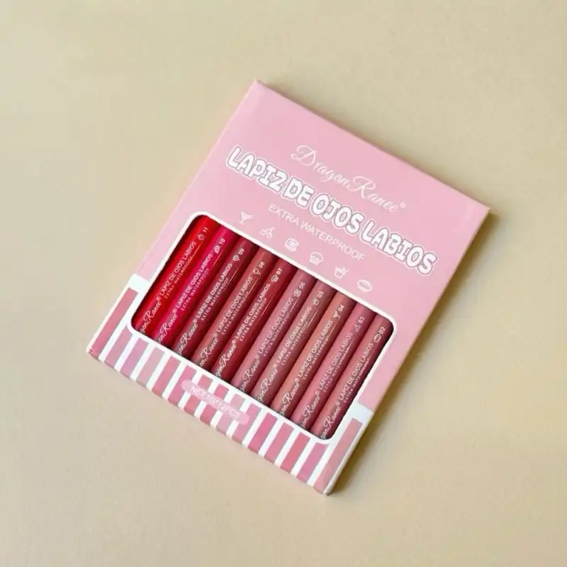 مداد لب دراگون رانی مدل waterproof مجموعه ۱۲ عددی