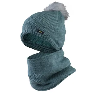 ست کلاه و شال گردن بافتنی سام مدل داخل خز شاین کد 318