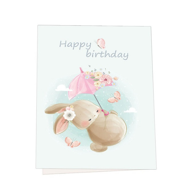 کارت پستال مدل خرگوش و چتر مجموعه 5 عددی