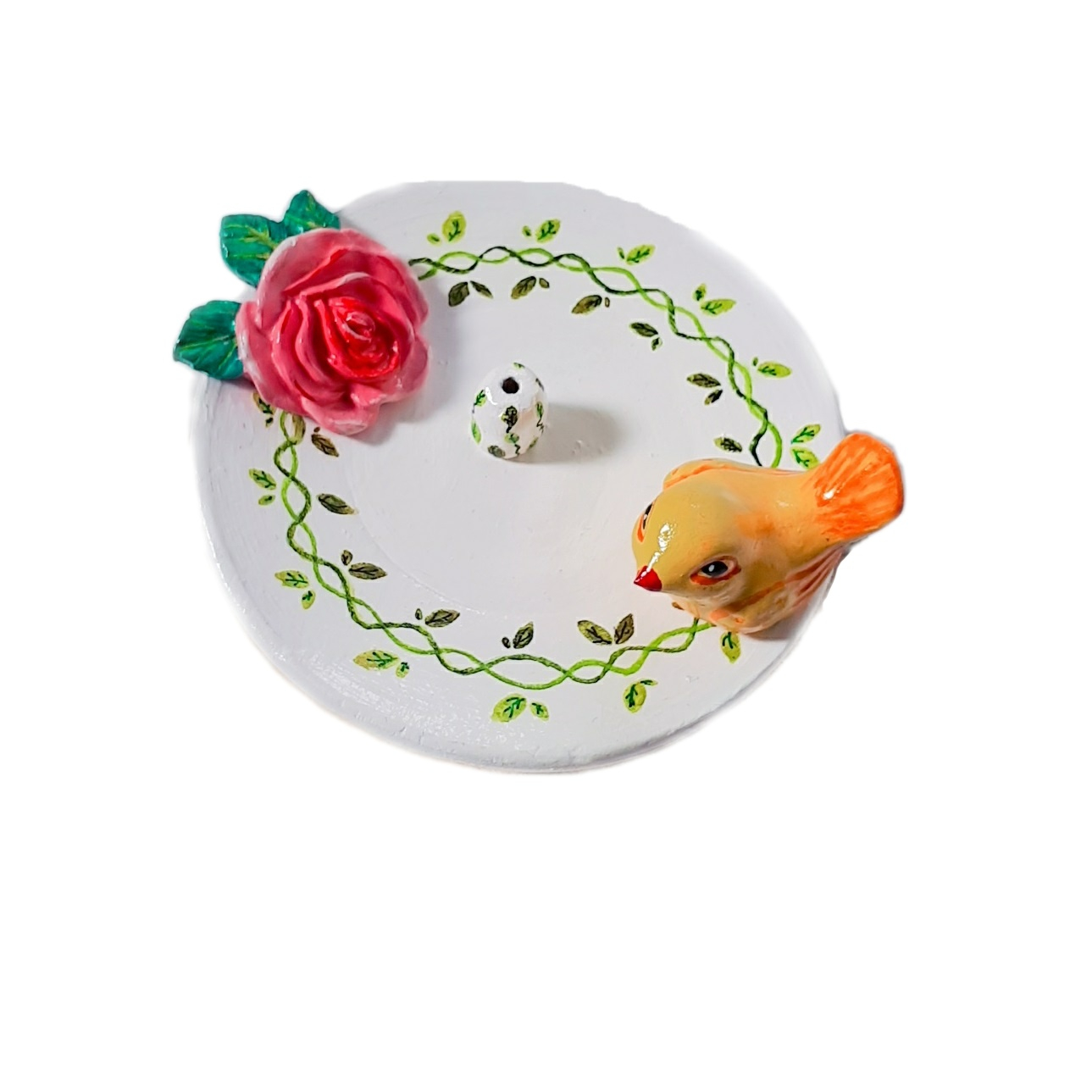 جا عودی سفالی طرح پرنده و گل کد 03