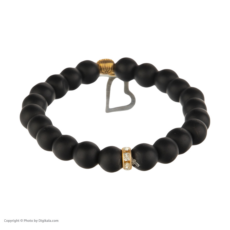 دستبند مدل مهره ای اونیکس طرح قلب کد6970