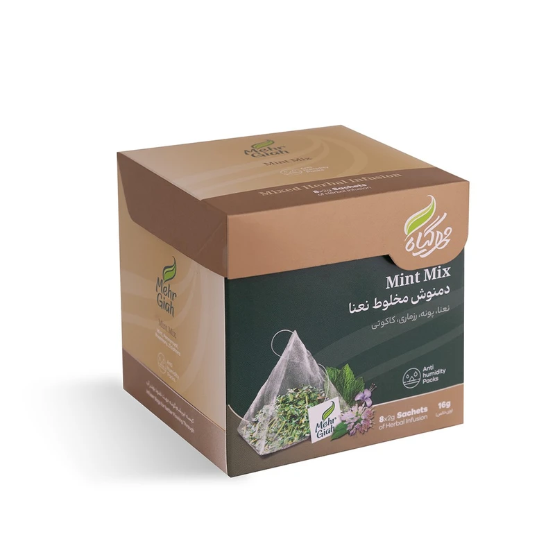 دمنوش گیاهی نعنا مهرگیاه بسته 8 عددی