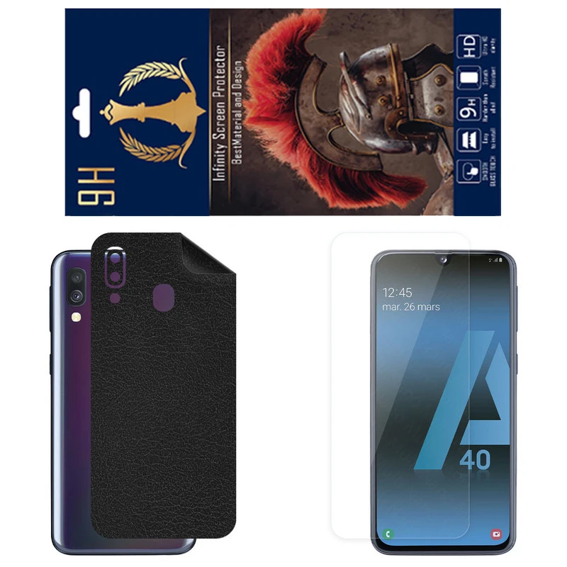 برچسب پوششی اینفینیتی مدل CH مناسب برای گوشی موبایل سامسونگ Galaxy A40 به همراه محافظ صفحه نمایش
