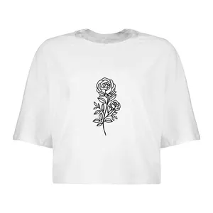 کراپ‌تاپ آستین کوتاه زنانه مدل گل  کد L21 S