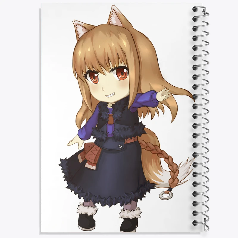 دفتر ژورنال نویسی 50 برگ خندالو مدل نقطه ای طرح هولو انیمه ادویه و گرگ کد 36092