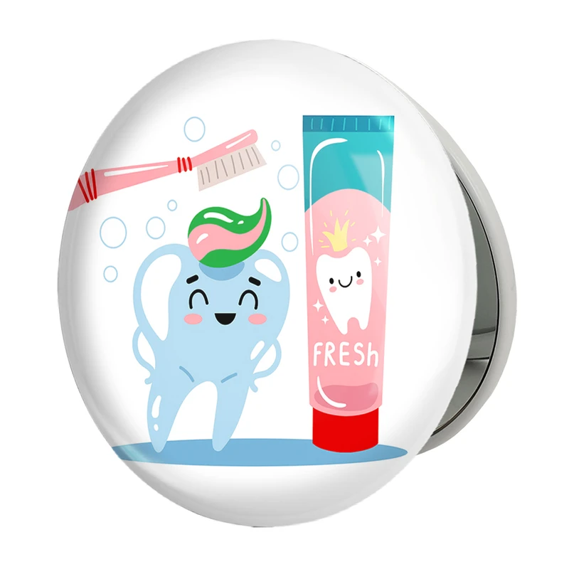 آینه جیبی خندالو طرح دندان و دندانپزشکی کودکانه مدل تاشو کد 27766 