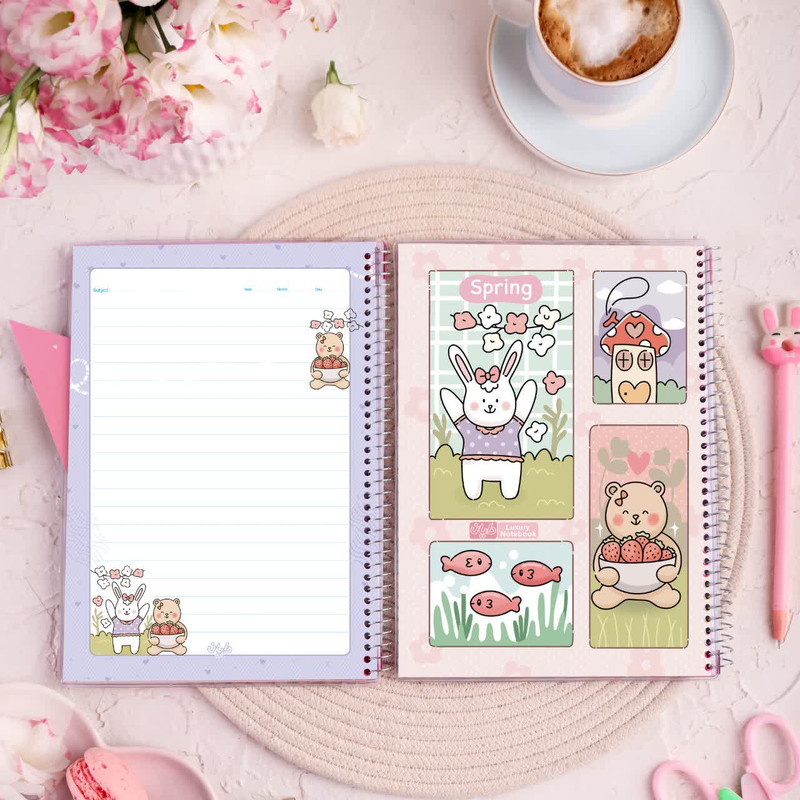 دفتر ۵۰ برگ دایان مدل گرلیش حاشیه دار کد ۶۴۹۴۱ بسته ۴ عددی