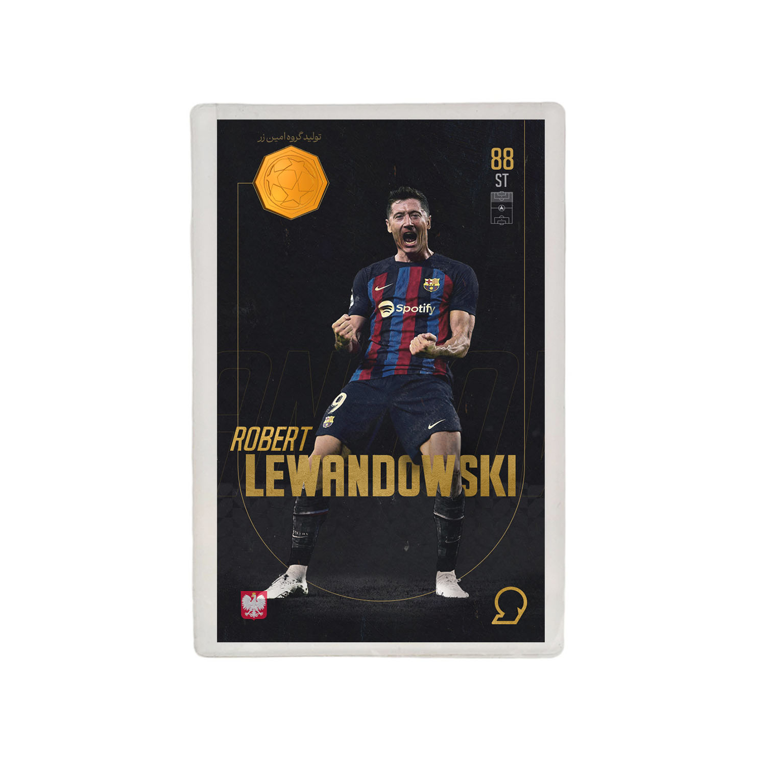 طلا گرمی 18 عیار مدوپد مدل Robert Lewandowski طرح فوتبالی 2025 کد SO10098