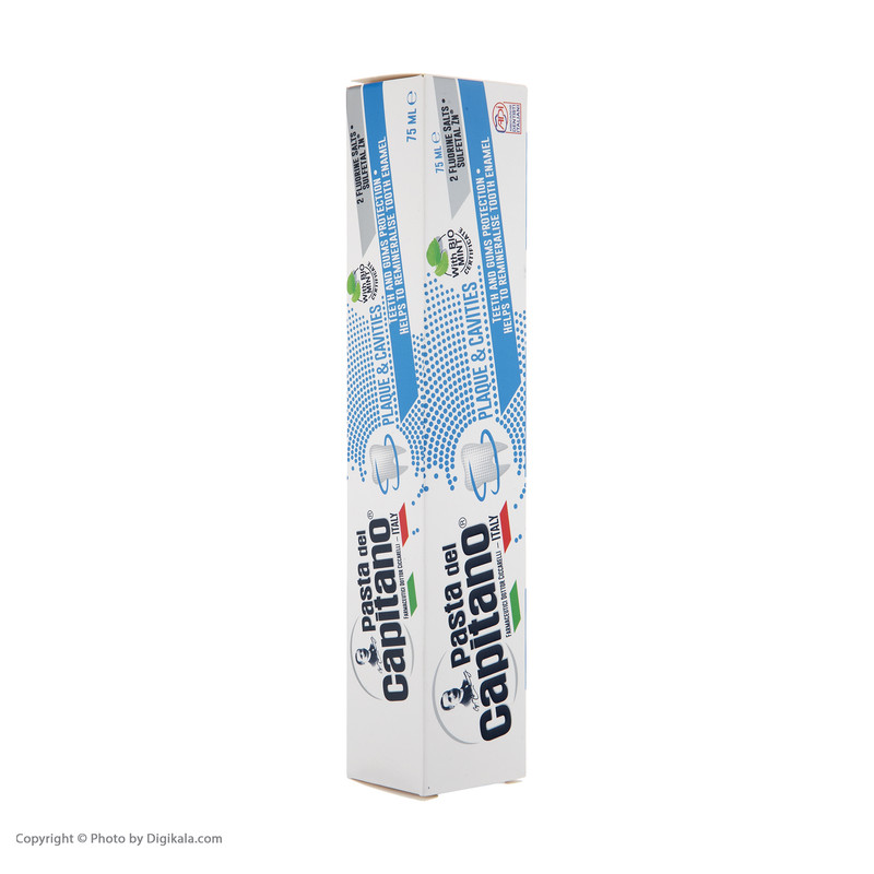 خمیردندان پاستا دل کاپیتانو مدل Anti Plaque and Cavities حجم 75میلی لیتر