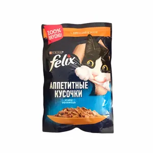 غذای پوچ گربه فلیکس مدل مرغ و ژله وزن 85 گرم