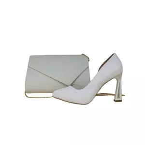 ست کیف و کفش زنانه مدل جادویی رنگ سفید